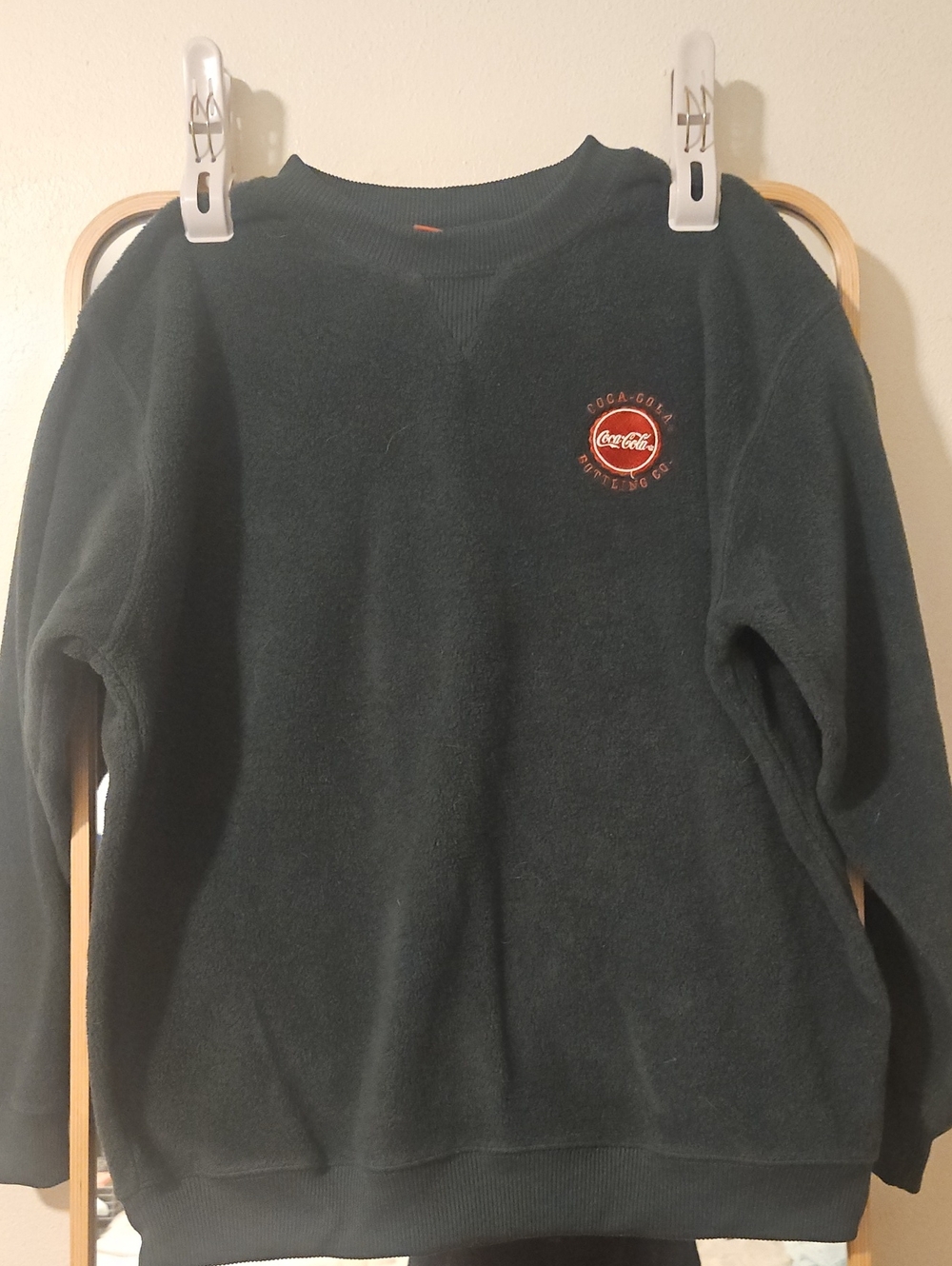 Vintage 90s?Coca Cola Men's Forest Green Crewneck Sweatshirt with Red Logo L